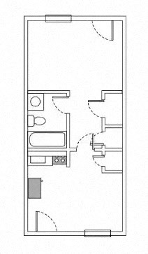 Floor plan for studio, 1 bath, 410 sqft